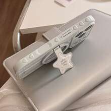 Minimalist Blue Star Element Stand Phone Case GUCADI Misty Blue Magnetic Star + Blue Striped Star Magnetic Stand Cream Blue Star Compatible With IPhone 17 Pro Max Phone Case, 16 Striped Magnetic Stand, 15 Shock-Absorbing, 13 Unique, Creative, Geometric, Korean Style, Minimalist, Color Blocking, Niche, Ins Style Spring Gift - 海霧藍 - 查看 6