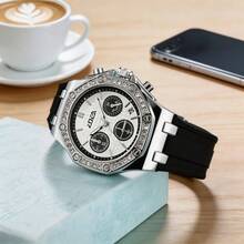 ZOEA Reloj de pulsera unisex con diseño multifuncional, correa de silicona, estilo moderno casual, uso diario y social - Blanco y negro 2 - Ver 5
