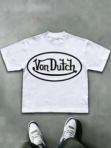 Wampee Double-Sided Printing Men's-Shirt Men's Short-Sleeve-Shirt100% Cotton Fabric Soft & Skin-Friendly Unisex Style Gifts Spring Festival, Valentine's Day,'s Day &-Van Dutch Print Men Shirt Classic Americana Style Graphic Tee Streetwear Fashion Casual Wear Car Enthusiasts And Vintage Culture Lovers - 白色 - 查看 3