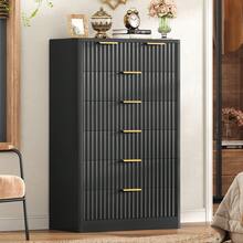 48.4''H Fluted 7 Drawer Dresser For Bedroom,  Modern Chest Of Drawers, Wood Closet Clothes Organizer For Bedroom, Hallway, Black - 黑色 - 查看 11