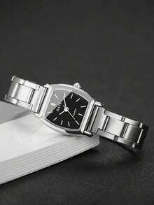 Bộ 4 chiếc đồng hồ nữ thời trang thường ngày mặt hình thùng thanh lịch, máy quartz, kèm dây đeo, không kèm hộp đựng đồng hồ. - Bạc - Xem 9