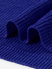 Plus Size Men's Solid Color Crew Neck Casual Loose Knit Short Sleeve Top - Blue - View 12