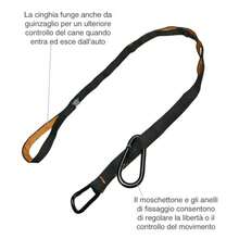 Auto Zip Line - Backseat Zipline Harness for Car Travel - Dog Car Accessory for Safe Rides - Adjustable Pet Tether - Durable Nylon Zipline Leash Travel System - Negro/Naranja - Ver 5