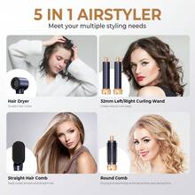 5-In-1 Hot Air Styler & Dryer ,Fluffy Finish, For Wet/Dry Hair, Mom Gifts Valentines Gift Boyfriend Gifts Valentine Day Gifts Pink Cute St Patrick Day - 美規A型插(110-127V) - 查看 7