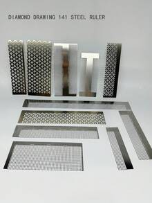 不锈钢防粘定位尺，适用于钻石画，提供216/400/520/800/1020孔径可选，适用于大/小方形钻石、大/小花形钻石和圆形钻石，可实现整齐高效的钻石定位，是钻石画爱好者和DIY手工达人的必备工具。 - 套裝 - 查看 1