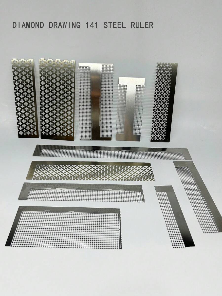 不锈钢防粘定位尺,适用于钻石画,提供216/400/520/800/1020孔径可选,适用于大/小方形钻石、大/小花形钻石和圆形钻石,可实现整齐高效的钻石定位,是钻石画爱好者和DIY手工达人的必备工具。 - 套裝 - 查看 1
