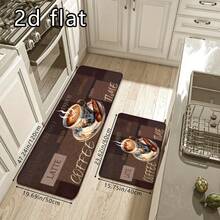 1pc/2pcs/3pcs Soft Kitchen Floor Mat With Coffee Print Design, Machine Washable, Non-Slip, Oil & Water Resistant, Lightweight Polyester Rectangular Rug For Kitchen And Dining Room, Coffee Themed Soft Textured Mat, Coffee Bar Mat - Multicolor - View 17