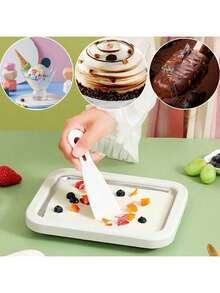 1台冰淇淋滚轴机，配2个刮刀，自制冰淇淋碗，冰淇淋机，雪葩机，冻酸奶机，意式冰淇淋机 - 彩色 - 查看 6