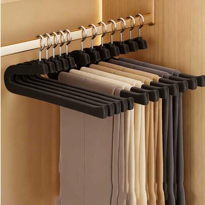 1/5/15pcs Velvet Goose-Shaped Pants Hanger, Z-Shaped Pants Rack, Multi-Functional Pants Hanger, Suitable For Dorm, Home And School. Made Of Velvet Material, Seamless And Non-Slip, Specially Designed For Wardrobe Pants Hanging And Storage. Z-Shaped Structure, Very Suitable For Bedroom Organization
