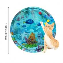 Inflatable Round & Square Cat Sensing Play Mat, Pet Water Bed, Dog & Cat Summer Cooling Mat, Animal Water Sensing Play Mat, Water Bed Mat, Thick PVC Anti-Scratch, Cooling & Comfortable Pet Pad - Multicolor - View 13
