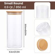 3PCS Large Glass Storage Jars – Airtight Pantry Containers For Spaghetti, Pasta, Cereal, Flour & Rice, Clear Kitchen Countertop Canisters - Transparente - 850 ml*3 - Ver 2