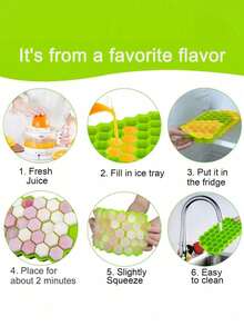 1pc Silicone Ice Cube Tray With Honeycomb Design And 37-Cell Creative Stackable Cover, Easy To Unmold And Mold For Ice Cubes - Multicolor - View 5