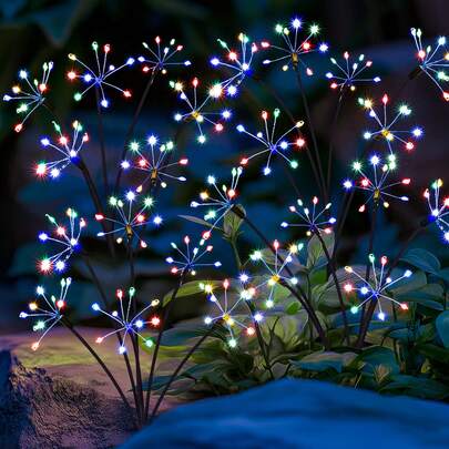 2個 1個 6ヘッド 10 LED ソーラーフェアリーライト、8つの照明モード アウトドア ソーラー 花火ライト、DIY スターバースト ライト、クリスマス & 新年の装飾ライト、ソーラーガーデンライト、ソーラーアウトドアライト、ソーラー外部ライト、ガーデン & アウトドアの装飾ソーラーライト。庭、パティオ、ポーチ、花壇、フェアリーガーデン用品、DIYの花や花火の形に最適、ガーデン、庭、小道、花壇の美的向上に最適。