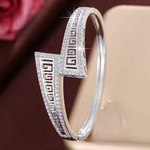 1 chiếc vòng tay nữ thời trang hình nón rỗng đan chéo, đính đá Cubic Zirconia, quà tặng thường ngày. - Nhiều màu - Xem 9