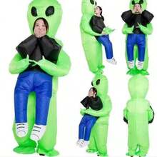 1pc Inflatable Alien Costume For Adults, Suitable For Role-Playing Parties, Full Body Inflatable Rat Costume, Halloween Party Outfit - Green - View 2