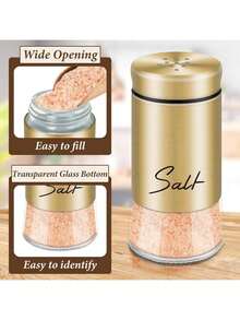 2pcs/Set Salt And Pepper Shaker Set, With Transparent Glass Bottom Salt Shaker, 5oz Salt And Pepper Set For Cooking, Tabletop, Camping, Barbecue, Black And White Kitchen Decor And Accessories - Multicolor - View 6