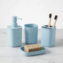 6pcs Bathroom Accessories Set, Bathroom Vanity Sets With Toilet Brush, Trash Can, Tumbler, Soap Dish, Toothbrush Holder & Soap Dispenser - Multicolor - View 15