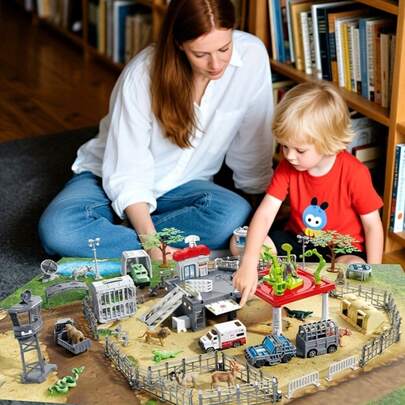 Wild Animal Rescue Toy Set - Zoo Transport Truck And Helicopter Set, Includes Action Figures, Cages And Fences, Jungle Wild Animal Toys, Suitable For Boys And Girls, Educational Birthday Gift