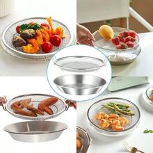2pcs Multi-Functional Double Layer Stainless Steel Oil Drip Tray, Oil Control Grid Tray With Dual Handles, Suitable For Draining, Steaming, Frying, Grilling And Outdoor Cooking, Perfect For French Fries And Snacks - View 5