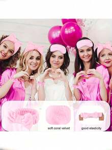 16pcs Spa Pajama Party Set: Pink Headband, Plush Eye Mask, Plush Scrunchie And Organza Pouch - Perfect For Women's Pajama Parties And Spa Activities - View 5
