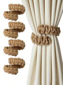1 chiếc dây buộc rèm bằng vải lanh dệt kiểu cổ điển - Dây buộc rèm mộc mạc dùng để trang trí cửa sổ phòng khách. - 8,66in*0,79in - Xem 1