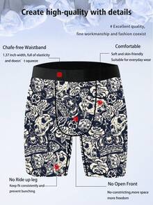 DOKER 1 chiếc quần boxer nam kiểu dáng độc đáo, họa tiết Chicano, tông màu retro tối, chất liệu vải dệt kim, kiểu dáng thể thao rộng rãi, thoáng khí và thấm hút mồ hôi, mềm mại và thân thiện với da, quần lót boxer thể thao thường ngày. - Nhiều màu - Xem 5