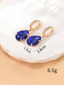 1 par de pendientes de mujer con gota de agua de cristal exagerada y minimalista con cristales de diamante - Colores combinados - Ver 10