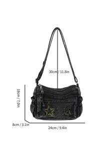 New Casual Chic Soft Jeans Multi-Layer Crossbody Bag With Multiple Pockets, Versatile Commuter Large Capacity Women's Shoulder Bag, Suitable For Work Commuting, Shopping And Traveling. - Black - View 10