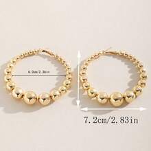 1 Pair Luxury Metallic Ball Hoop Earrings, Exaggerated Geometric Circular Earrings For Women, Holiday & Beach Accessories - Beaded Earrings - View 5