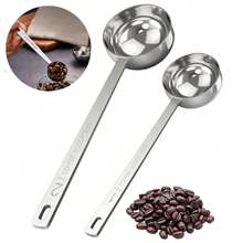 2pcs/Set Stainless Steel Coffee Measuring Spoons Set, Long Handle With Measurement Markings, Baking Measuring Spoon, Coffee Scoop, Dessert Spoon, Tea Spoon, Durable & Easy To Clean Kitchen Dining Baking Cooking Accessories, Cutlery Set, Spoon Set, Kitchen Supplies - Silver - Silver - View 13