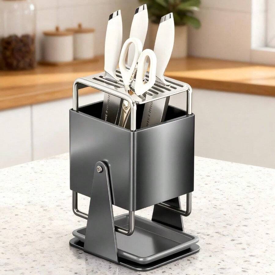 Knife Block, Knife Holder & Roll Bag - Grey - View 1