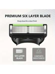 Bộ dao cạo an toàn cầm tay dành cho nam giới, 6 lớp lưỡi dao thay thế bằng thép không gỉ, thích hợp sử dụng cả khô và ướt, cạo mượt mà. - dao cạo an toàn - Xem 7