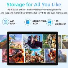 Qetupa Android 15 Tablet PC, 10.1-Inch Display, 4GB RAM, 128GB ROM, Wi-Fi 6, 5MP Front/13MP Rear Camera, 1280*800 IPS Touchscreen, 6000mAh Battery - Gold - View 6