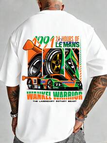 Rally Car Graphic T-Shirt, Casual Men's T-Shirt, Pure Cotton, Streetwear, Retro Style, A Must-Have For Car Enthusiasts, Loose And Casual Fit, Comfortable And Versatile, Suitable For Everyday Wear And Street Style, Summer Clothing, A Great Gift For Men. - 白色 - 查看 1