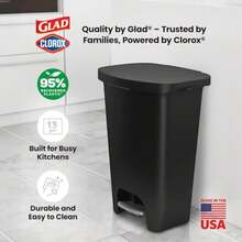 13 Gallon Trash Can Plastic Kitchen Waste Bin with Odor Protection of Lid Hands Free with Step On Foot Pedal and Garbage Bag Rings Black - Negro - Ver 7