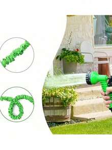 可伸缩魔法花园软管，带高压洗车喷枪 - 可调节喷嘴，经久耐用且轻便，防缠绕设计，方便浇水和清洁，适用于草坪护理 | 可调节喷枪 | 防缠绕软管 - A - 查看 3