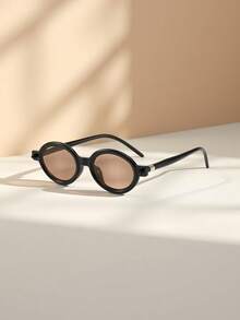 欧美复古椭圆形镜框，2000年代风格，时尚女式眼镜，动物图案，Y2K风格，五月女士街头配饰 - 彩色 - 查看 8