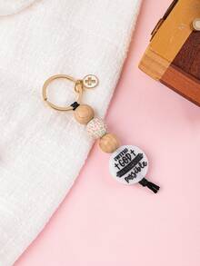 1pc Inspirational "With God" Beaded Keychain, Featuring Bohemian And Faith Design, Motivational Tag And Delicate Cross Accent, Minimalist Accessory For Daily Outfit Gifts For Mother, Father, Graduation, And Teacher - Multicolor - View 18
