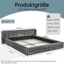Double Bed 140*200cm, Chenille Fabric, Comfortable Backrest, Sturdy Eucalyptus And Iron Frame, Easy To Assemble, Dark Grey (Without Mattress) - Dark Grey - View 2