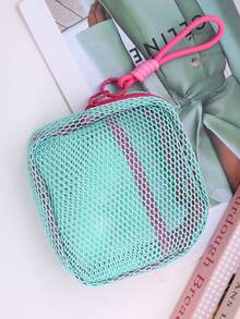 Dopamine Tofu Bag, Mini Mesh Portable Travel Wash & Makeup Storage Bag, Durable Large-Capacity Grid Bag1pcs - Multicolor - View 9