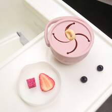 1个可折叠硅胶防漏婴儿辅食杯，带盖，户外野餐创意零食杯，感恩节圣诞节礼物 - 彩色 - 查看 4