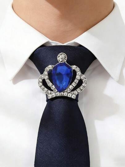 1pc Men's Fashion Elegant Tie Clip, Crown Floral DIY Tie Ring, Creative Hollow Design, Suitable For Stage Performance, Wedding, Hosting, Date, Theme Party, Daily Wear, Birthday Gift