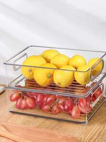 1/3pcs Refrigerator Storage Boxes, Stackable Food Storage Containers, Drawer Style Beverage Baskets, Freezer- Storage Boxes For Fruits, Vegetables And Bottles, Kitchen Organization Boxes And Containers, Kitchen Gadgets, Closet Storage Boxes And Containers, Desk Organizer Boxes - Clear - View 3