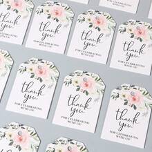 100 piezas Etiquetas de regalo con forma de hoja, Etiquetas personalizadas de agradecimiento para recuerdos de boda, Decoración de empaque de regalo DIY - Tarjeta de Acción de Gracias - Ver 4