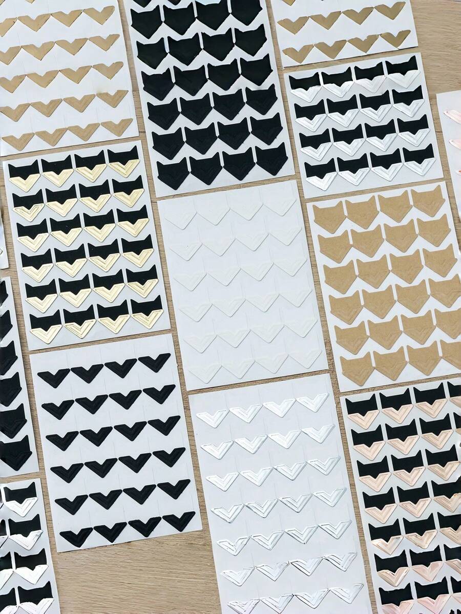 4 Sheets/96pcs Self-Adhesive Photo Corners Stickers, Acid-Free Photo Mounting Corners, Suitable For Handmade Photo Album, Album, DIY Album, Diary, Self-Adhesive Corners For Handmade Album - A - View 1