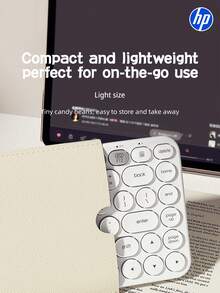 HP Bluetooth Keyboard, Ultra-Thin Wireless Keyboard, Suitable For IPad, Rechargeable Ergonomic Computer Keyboard, Compatible With IOS, Android, Windows PC, Tablet And Mobile Phone, Pink, White - View 7