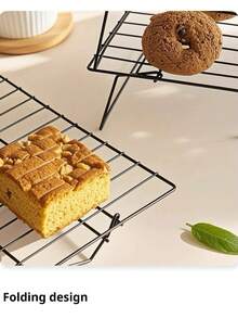 3-Tier Foldable Cooling Rack, Metal Wire Baking Tray, Stackable Dry Cooling Rack With Adjustable Height, Suitable For Camping Grilling, Cookies, Cakes Etc. - Quickly Cools Multiple Batches Of Cookies, Cakes Or Pastries, Can Be Used For Cooking, Baking, Cooling Cookies, Cakes And More. - Black - View 6