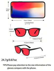Unisex - Improves Sleep - Prevents Visual Fatigue - Suitable For Computer Screens And Games - Black Frame Red Film - View 4