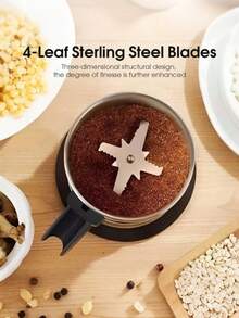 1pc Large-Capacity Electric Grinder, 304 Stainless Steel Blades, One-Button Operation, Multi-Functional Grinding Equipment, Chinese Medicine Grinder, General-Purpose Grain, Seasoning, Coffee And Herbal Grinder, Precision Grinder, Coffee Bean Grinder, Food Processor, Portable Food Processor - US A Type Plug(110-127V) - View 5