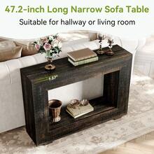 Tribesigns Console de 120 cm, table basse avec rangement, meuble d'entrée moderne, étroite, table d'appoint pour canapé ou salon, noire - Gris - Voir 4
